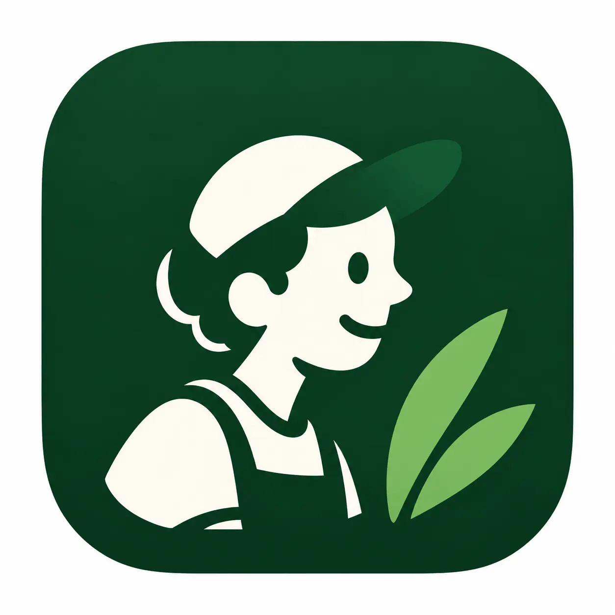 App icon: the mark on a rounded dark green square.