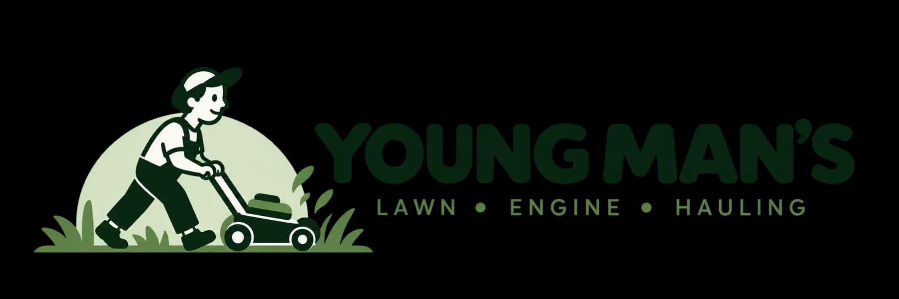 Horizontal logo: the mower illustration beside the Young Man’s wordmark.
