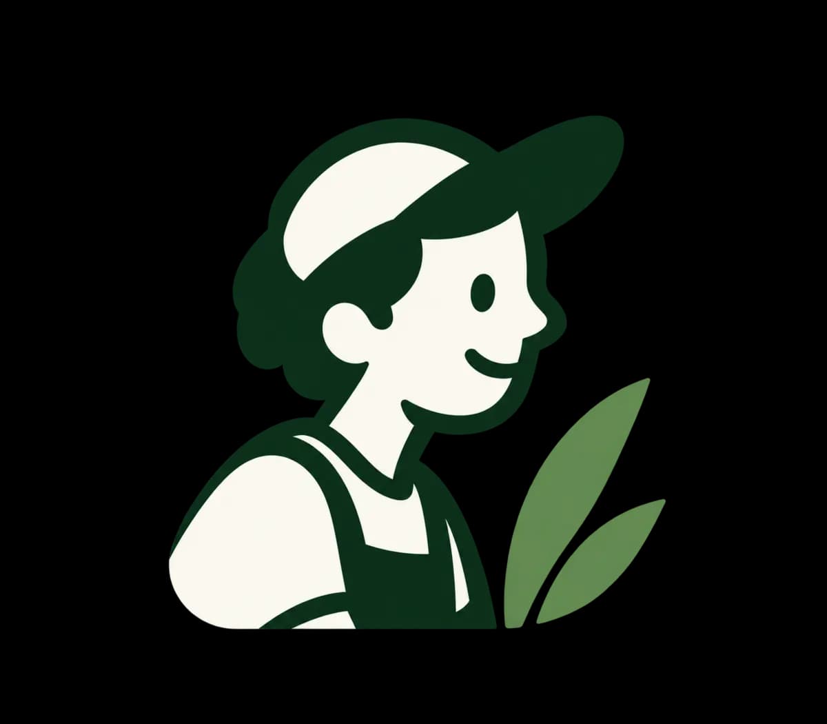 Head-and-shoulders mark: the smiling boy in a cap beside a leaf.